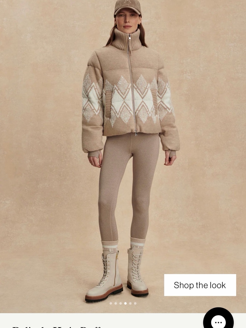 Varley Beige & White Geometric Puffer Jacket - Picture 7 of 8